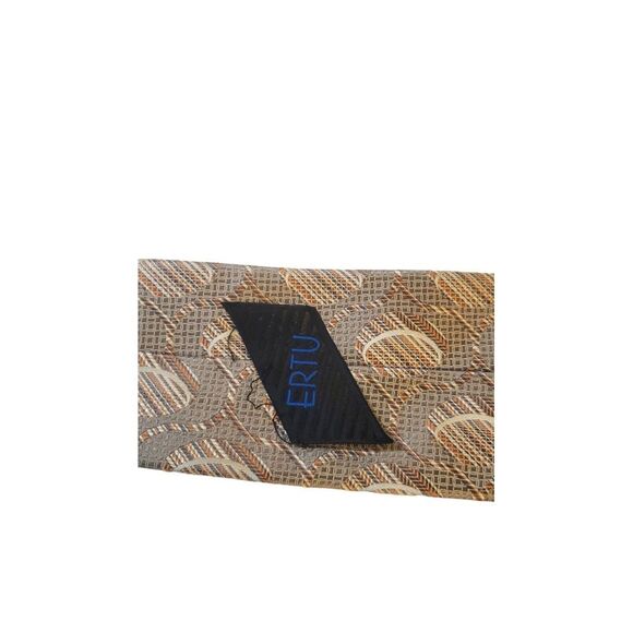Philippe Ertu Mens Neck Tie 100% Silk Tan Gold Abstract Japan Designer Wedding - Picture 13 of 13